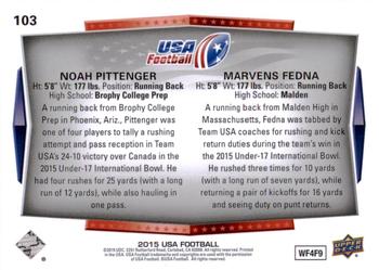 2015 Upper Deck USA Football #103 Marvens Fedna / Noah Pittenger Back