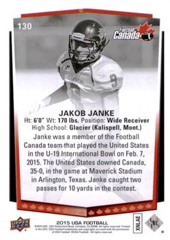 2015 Upper Deck USA Football #130 Jakob Janke Back