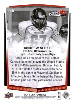 2015 Upper Deck USA Football #148 Andrew Serke Back
