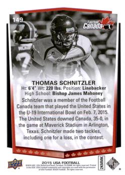 2015 Upper Deck USA Football #149 Thomas Schnitzler Back