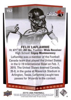 2015 Upper Deck USA Football #152 Felix Laflamme Back