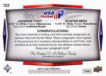2015 Upper Deck USA Football - Autograph #122 Hunter Reed / Jackson Yost Back