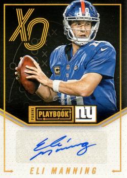 2016 Panini Playbook - X's and O's Signatures Holo Gold #XO-EM Eli Manning Front