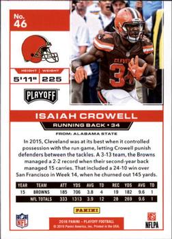 2016 Panini Playoff #46 Isaiah Crowell Back