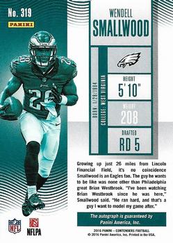 2016 Panini Contenders #319 Wendell Smallwood Back