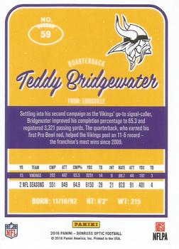 2016 Donruss Optic #59 Teddy Bridgewater Back
