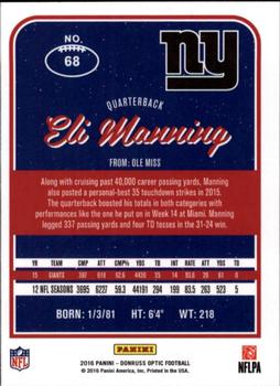 2016 Donruss Optic #68 Eli Manning Back