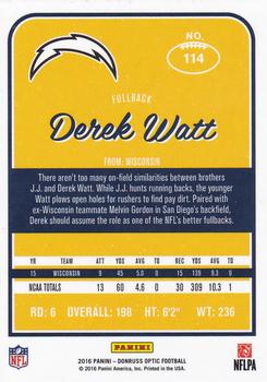 2016 Donruss Optic #114 Derek Watt Back