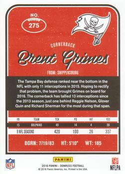 2016 Donruss - Press Proofs Black #275 Brent Grimes Back