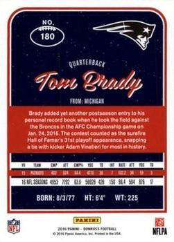 2016 Donruss - Press Proofs Gold #180 Tom Brady Back