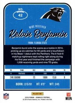 2016 Donruss - Stat Line Season #42 Kelvin Benjamin Back