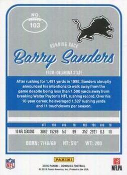 2016 Donruss - Stat Line Season #103 Barry Sanders Back