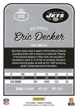 2016 Donruss - Stat Line Season #212 Eric Decker Back