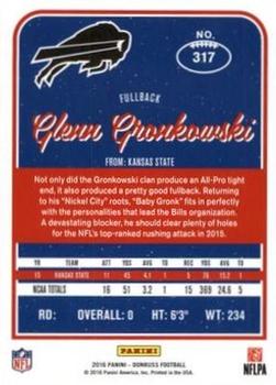 2016 Donruss - Stat Line Season #317 Glenn Gronkowski Back