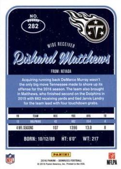 2016 Donruss - Stat Line Years #282 Rishard Matthews Back