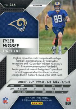 2016 Panini Prizm - Red Crystals #246 Tyler Higbee Back