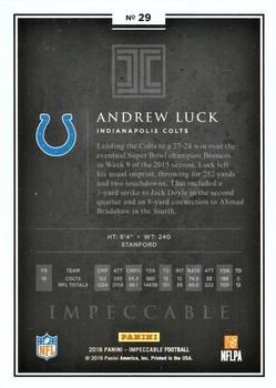 2016 Panini Impeccable - Gold #29 Andrew Luck Back