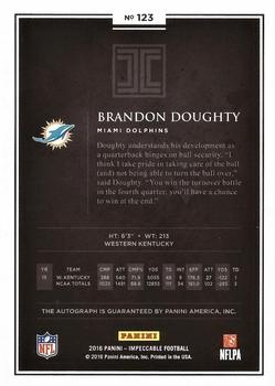 2016 Panini Impeccable - Rookie Autographs Silver #123 Brandon Doughty Back