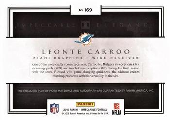 2016 Panini Impeccable - Elegance Rookie Dual NFL Logo Autographs #169 Leonte Carroo Back