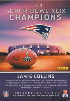 2015 Panini Super Bowl XLIX New England Patriots #9 Jamie Collins Back