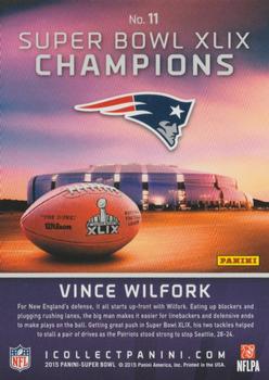 2015 Panini Super Bowl XLIX New England Patriots #11 Vince Wilfork Back