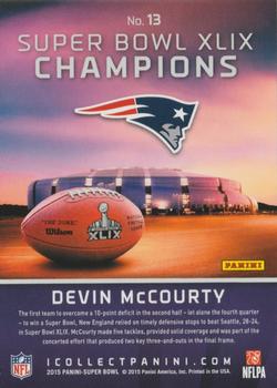 2015 Panini Super Bowl XLIX New England Patriots #13 Devin McCourty Back