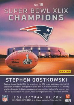 2015 Panini Super Bowl XLIX New England Patriots #18 Stephen Gostkowski Back