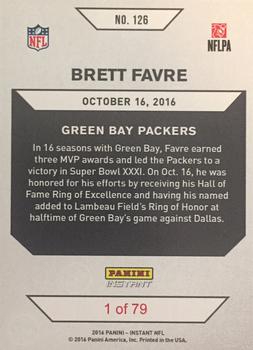2016 Panini Instant #126 Brett Favre Back