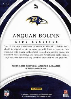 2016 Panini Immaculate Collection - Nameplate Nobility #AB Anquan Boldin Back