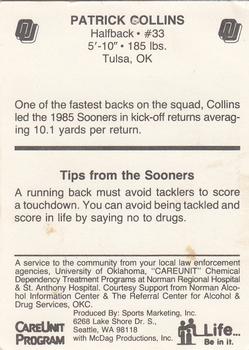 1986 Oklahoma Sooners Police #NNO Patrick Collins Back