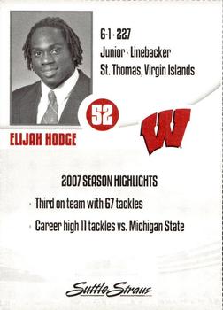 2008 Wisconsin Badgers Program Cards #NNO Elijah Hodge Back