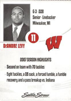 2008 Wisconsin Badgers Program Cards #NNO DeAndre Levy Back