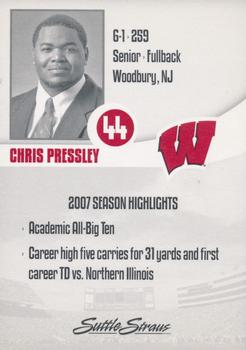 2008 Wisconsin Badgers Program Cards #NNO Chris Pressley Back