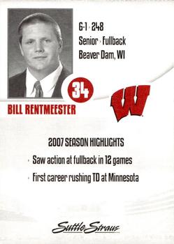 2008 Wisconsin Badgers Program Cards #NNO Bill Rentmeester Back