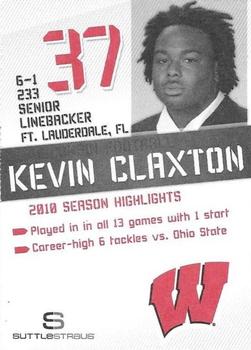 2011 Wisconsin Badgers Program Cards #NNO Kevin Claxton Back