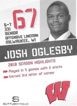 2011 Wisconsin Badgers Program Cards #NNO Josh Oglesby Back
