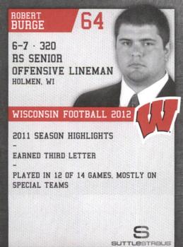 2012 Wisconsin Badgers Program Cards #NNO Robert Burge Back
