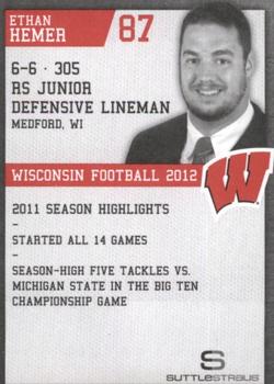 2012 Wisconsin Badgers Program Cards #NNO Ethan Hemer Back