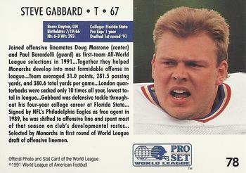 1991 Pro Set WLAF #78 Steve Gabbard Back