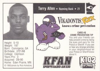 1993 Minnesota Vikings Police #8 Terry Allen Back