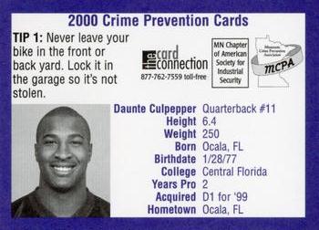2000 Minnesota Vikings Police #1 Daunte Culpepper Back