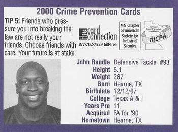 2000 Minnesota Vikings Police #5 John Randle Back