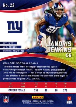 2016 Panini Rookies & Stars #22 Janoris Jenkins Back