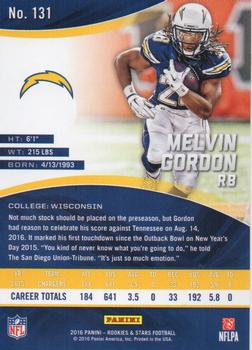 2016 Panini Rookies & Stars #131 Melvin Gordon Back