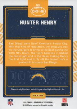 2016 Donruss Optic - Rookie Threads Blue And Green #DRT-HH Hunter Henry Back