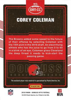 2016 Donruss Optic - Rookie Threads Bronze #DRT-CC Corey Coleman Back