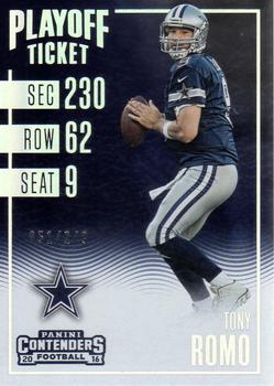 2016 Panini Contenders - Playoff Ticket #1 Tony Romo Front