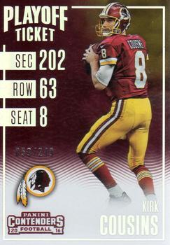 2016 Panini Contenders - Playoff Ticket #10 Kirk Cousins Front