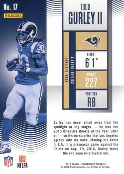 2016 Panini Contenders - Playoff Ticket #17 Todd Gurley II Back