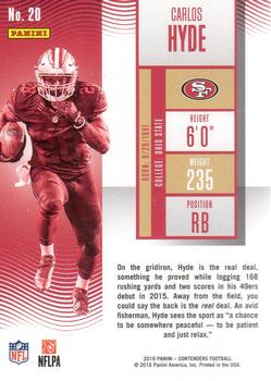 2016 Panini Contenders - Playoff Ticket #20 Carlos Hyde Back